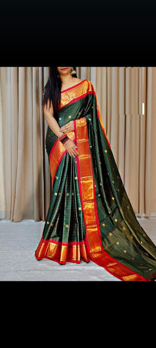 Aab Checks Butti Aura Cotton Silk Saree Manufacturer 