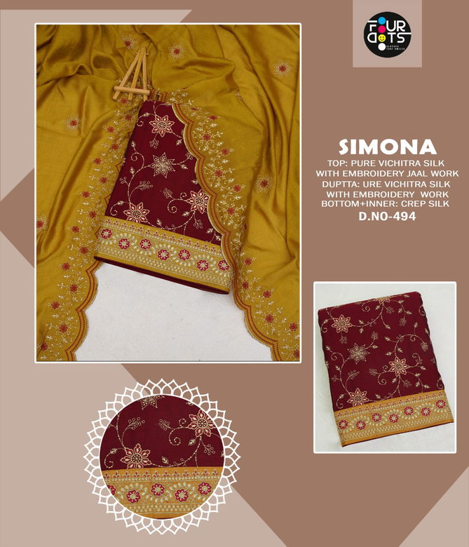 Simona By Four Dots Dn 491 To 494 Series Non Catalog Dress Material Wholesalers In Delhi