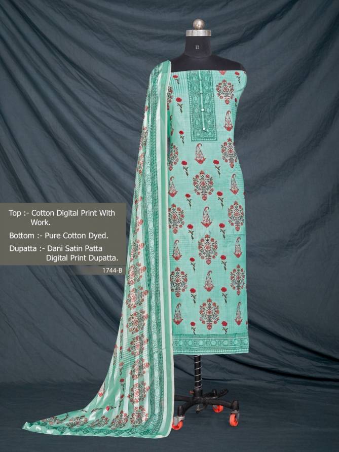 Bipson 1744 Pure Cotton Casual Digital Printed Designer Dress Material