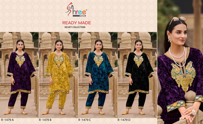 R 1479 By Shree Fabs Velvet Readymade Suits Wholesale In India