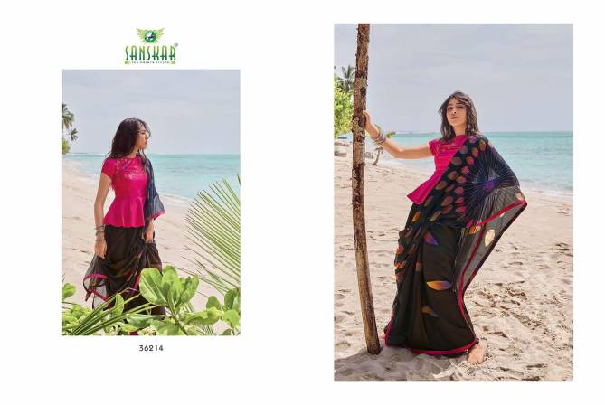 Sanskar Instagram 2 Latest Designer Printed Party Wear Or Running Wear Georgette Saree Collection 