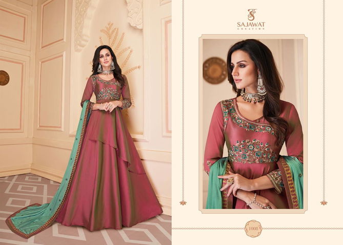 SAJAWAT SIPHORA Latest Wedding Wear Heavy Soft Silk Embroidery Work Full Stich Gown And four side work Dupatta Collection