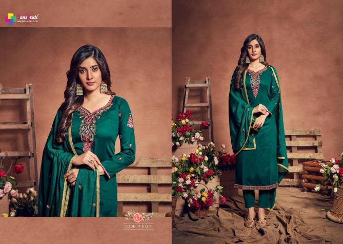 Sanskruti Gulshan Latest Fancy Designer Heavy Fancy Festive Wear Pure Jam Satin With Embroidery Work Designer Dress Material
