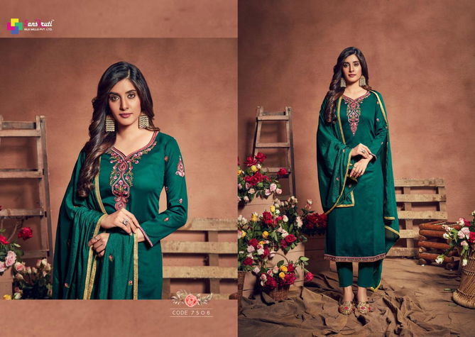 Sanskruti Gulshan Latest Fancy Designer Heavy Fancy Festive Wear Pure Jam Satin With Embroidery Work Designer Dress Material
