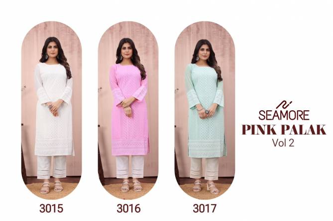 Pink Plak 2 By Seamore Lakhnavi Georgette Designer Bulk Kurti Orders In India