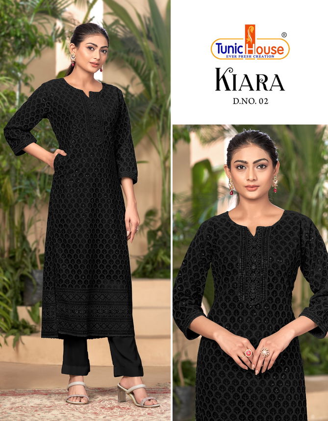 kiara 02 By Tunic House Georgette Lucknowi Work Designer Kurtis Wholesale Price In Surat
