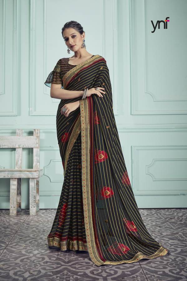 Ynf Morpankh Banaras Fancy Party Wear Georgette Designer Saree Collection