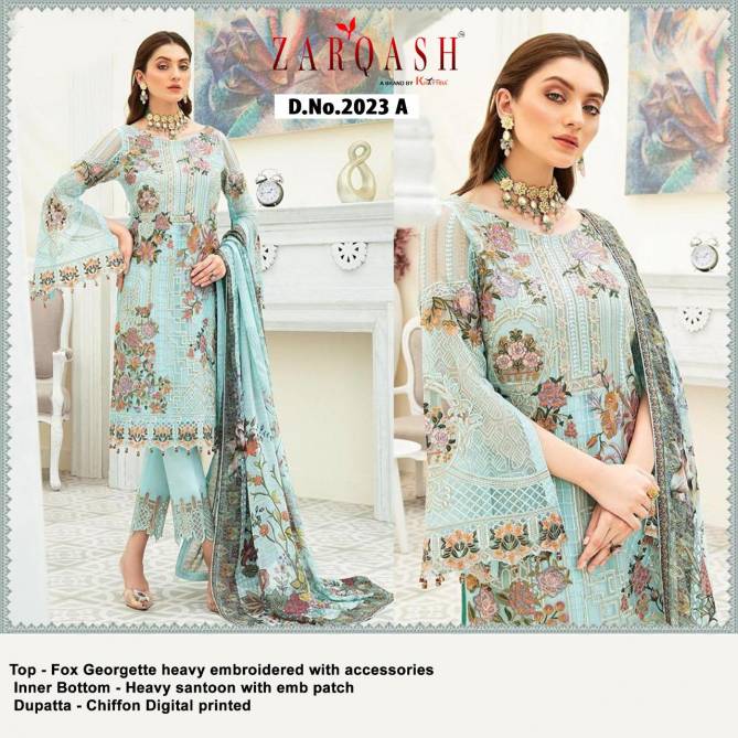 Zarqash Dynamic Fancy Designer Exclusive Premium Festive Wear Georgette Heavy Embroidered With Accessories Pakistani Suits

