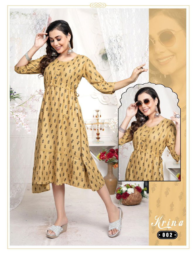 Trendy Krina Vol 1 Rayon Printed Kurtis Catalog
