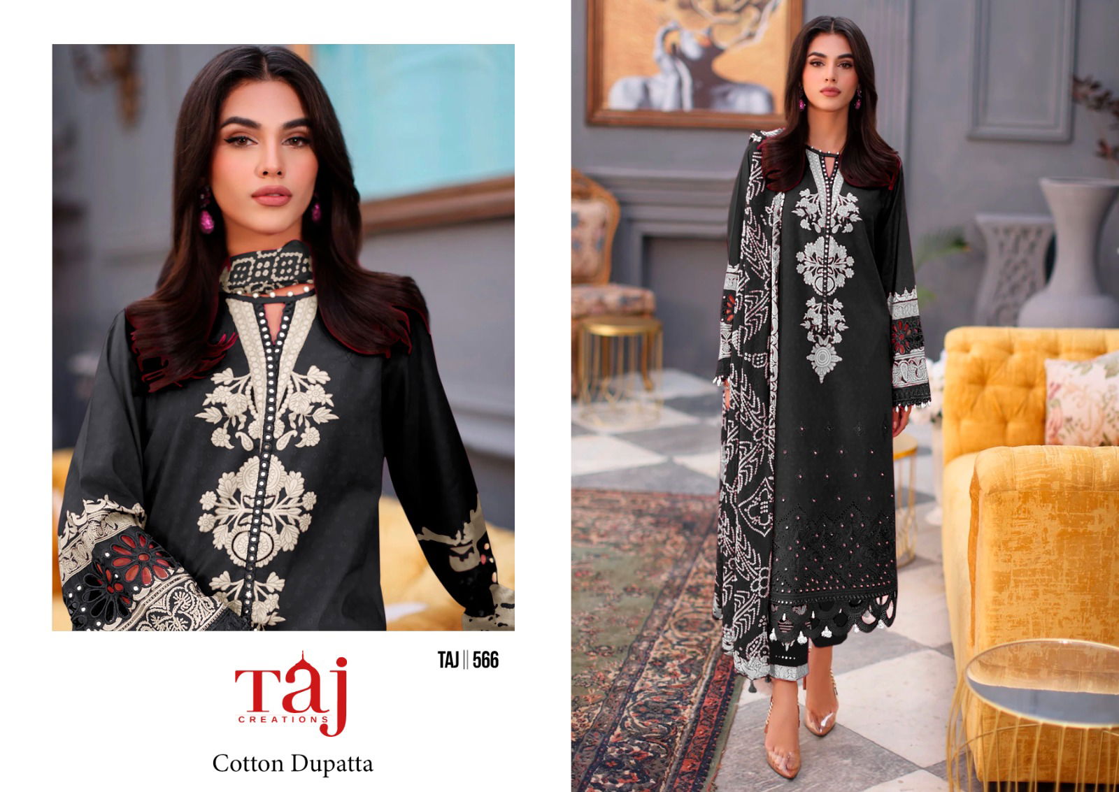 Taj 564 To 566 Chiffon Dupatta Pakistani Salwar Suits Wholesale Shop In Surat