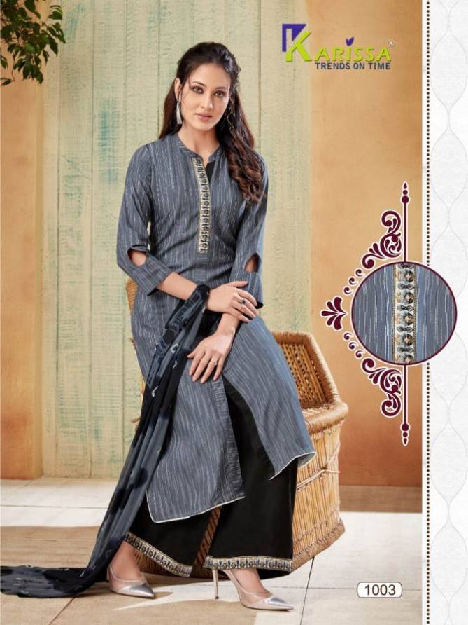 Karissa Paalav Latest Collection Ready Made Designer Casual Wear Plazzo Suit 