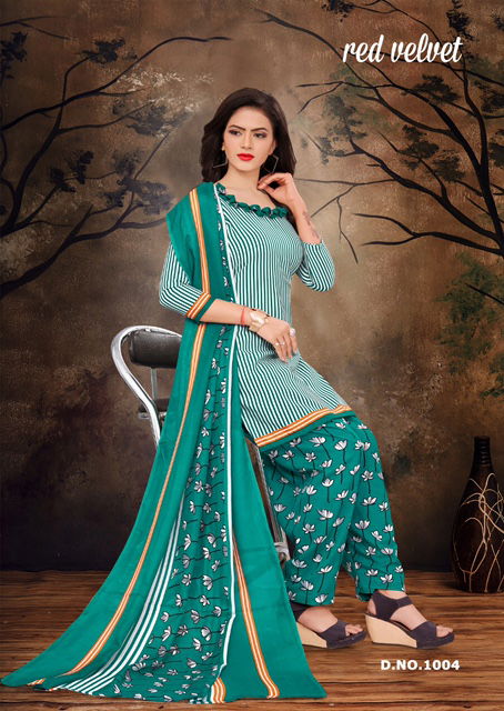 Amit Red Velvet Regular Ethnic Patiyala Wear Printed Cotton Collection