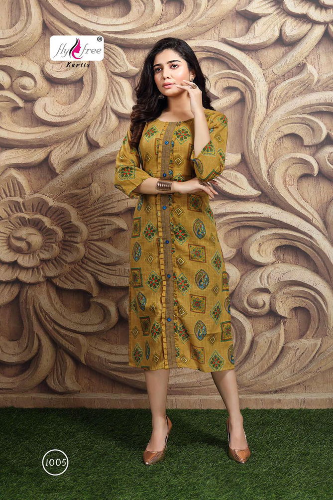 Fly Free Ranjhana Fancy Ethnic Wear Cotton Printed Anarkali Kurti Collection