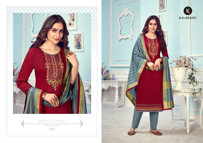 Kalarang Mihika Jam Silk Fancy Festive Wear Embroidery Sequence Work Dress Material
