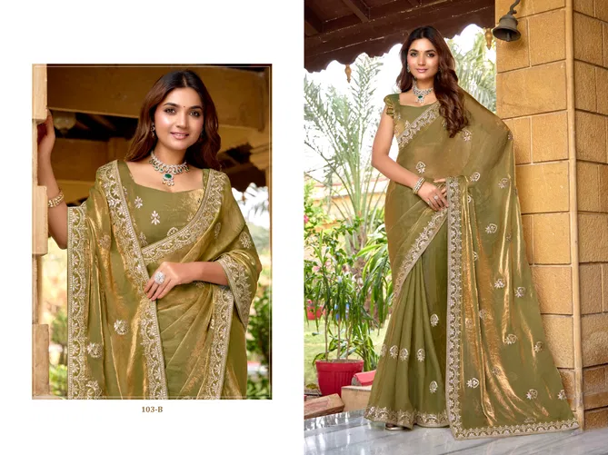 103 A To 103 D Durga fashion Fendi chiffon Designer Party Wear Saree Wholesale Market