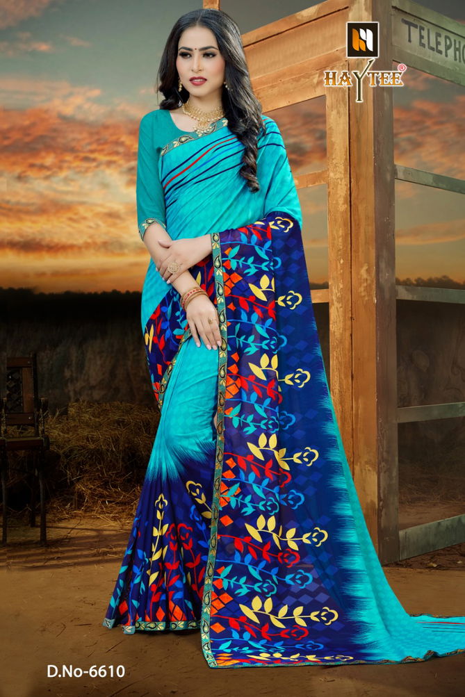 Haytee Fuzzy 20 Latest Rennial Printed With Border daily wear Saree Collection 