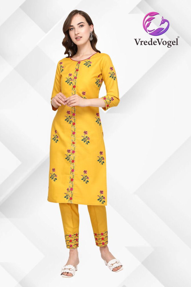 Vv Fabulous Latest Designer Casual Wear Cotton Embroidery Kurtis With Bottom Collection
