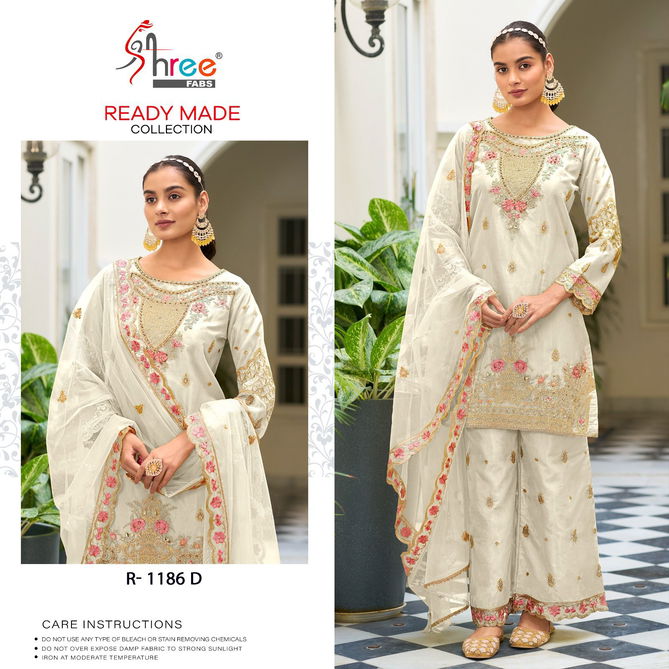 R 1186 By Shree Organza Embroidery Designer Wholesale Pakistani Suits In Surat