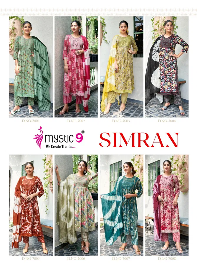 Simran Vol 7 By Mystic 9 Rayon Kurti With Bottom Dupatta Suppliers In India