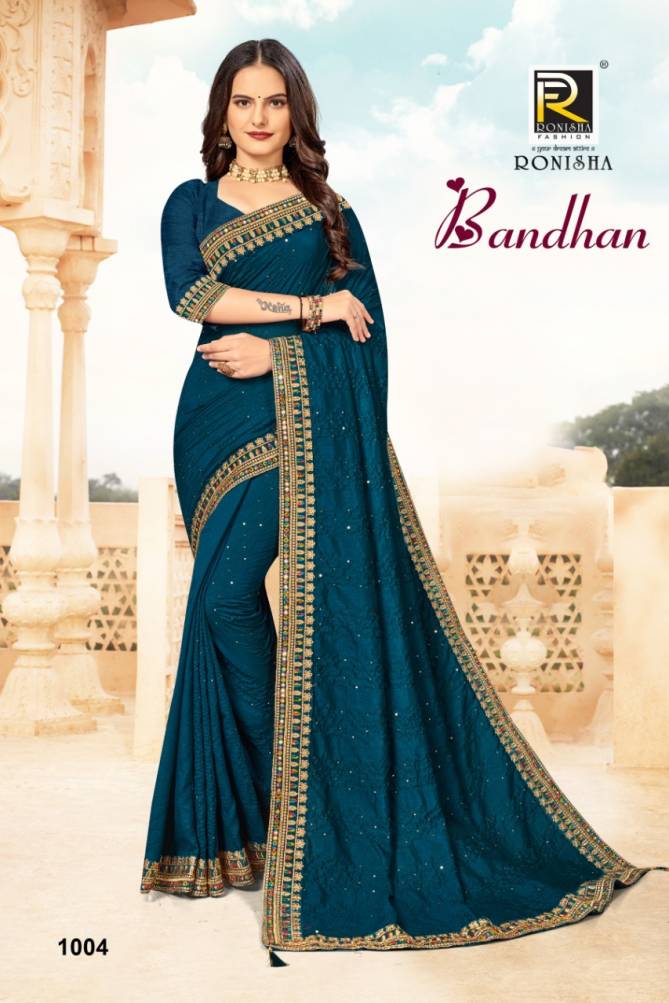 Ronisha Bandhan New Party Wear Vichitra Silk Designer Fancy Saree Collection
