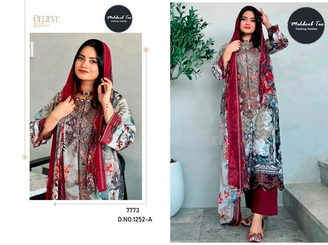 Mehbbob Tex 1252 A To B Pure Cotton Printed Embroidery Pakistani Suits Wholesale Suppliers In Mumbai