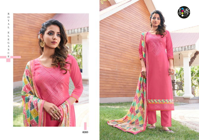 FOUR DOTS SIMRAN Latest Fancy Festive Wear jam silk Cotton With Embroidery Work Heavy Salwar suit collection 