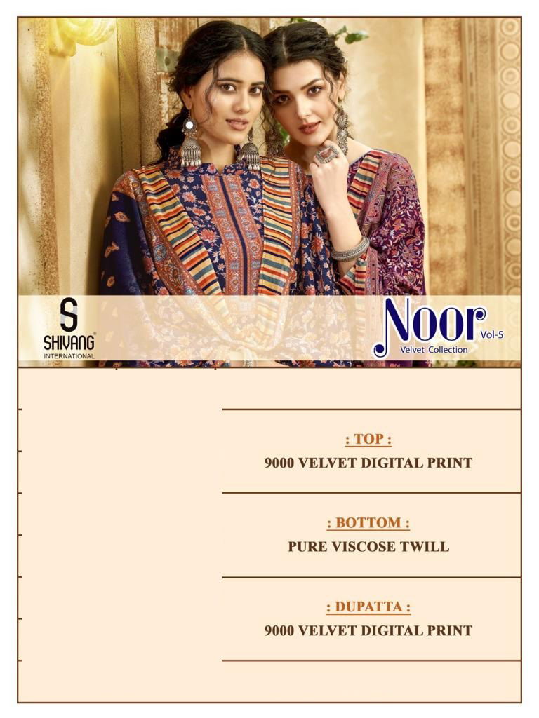 Noor Vol 5 By Shivang Velvet Digital Printed Salwar Kameez Online Wholesale