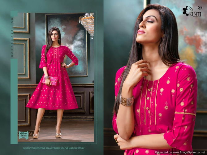 Kinti Fusion Beats Vol 2 Latest Golden Print Heavy Rayon Designer Kurtis Collection 