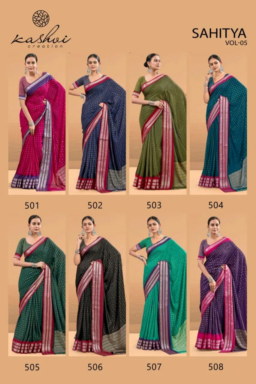 Sahitya Vol 5 By Kashvi Dull Moss Wedding Wear Sarees Wholesale In India

