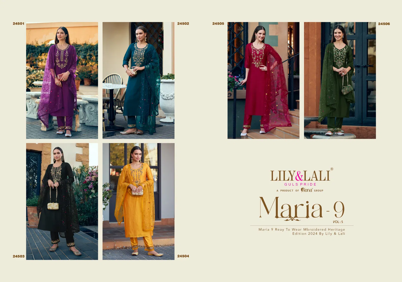 Maria 9 Vol 5 By Lily And Lali Vichitra Silk Kurti With Bottom Dupatta Orders In India