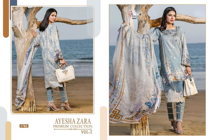 Shree Ayesha Zara Premium Collection 2 Fancy Latest Festive Wear Pure Cotton Print With Embroidery Pakistani Salwar Suits Collection
