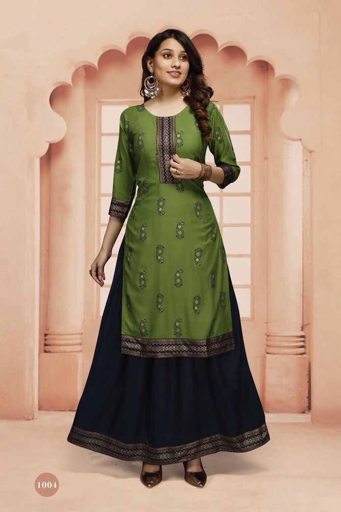 Beauty Queen Kritika 2 Designer Festive Wear Rayon Anarkali Kurti With Bottom Collection