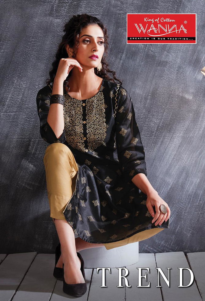 Wanna Trend Designer Latest Fancy Ethnic Wear Kurti With Jam Stain Pant Bottom Collection
