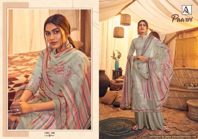 Alok Paarvi Latest Designer Pure Pashmina Digital Printed With  Swarovski Diamond Work  Dress Material Collection 