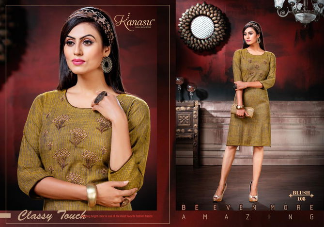 Kanasu Blush Exclusive Collection Designer Party Wear Heavy Rayon Kurti Collection