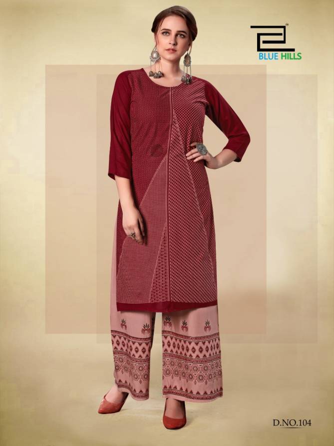 Blue Hills Dream 8 Latest Casual Wear Embroidery Work Heavy Rayon Kurtis With Plazzo Collection 