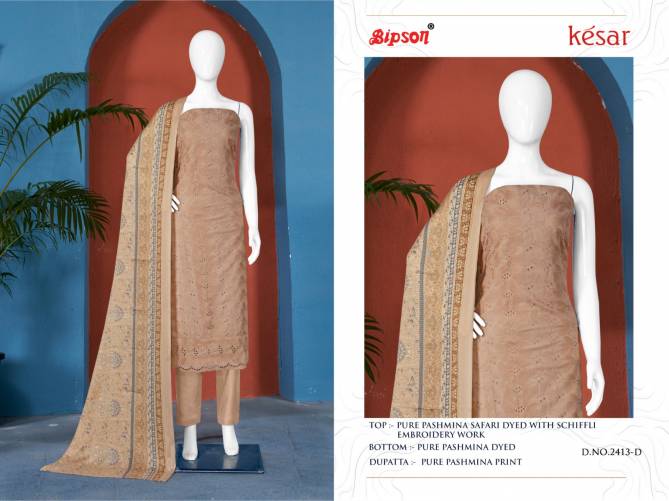 Bipson Kesar 2413 Pure Woollen Safari Pashmina Dress Material