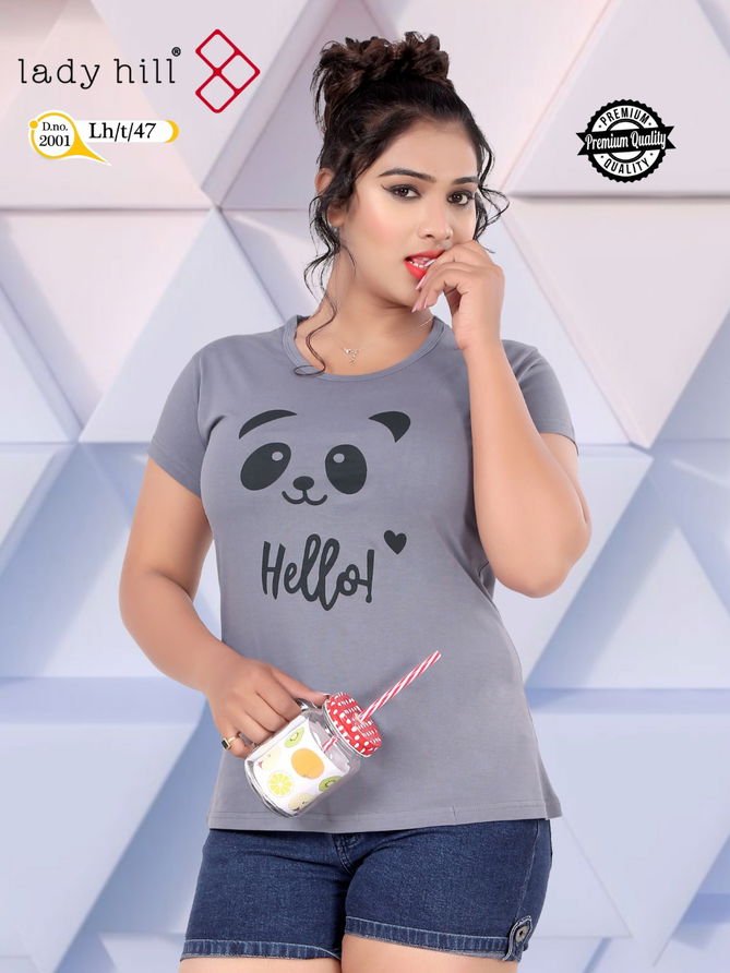 Lady Hill Tshrt 47 Latest Fancy Designer Regular Casual Wear Hosiery Cotton T-shirt Collection
