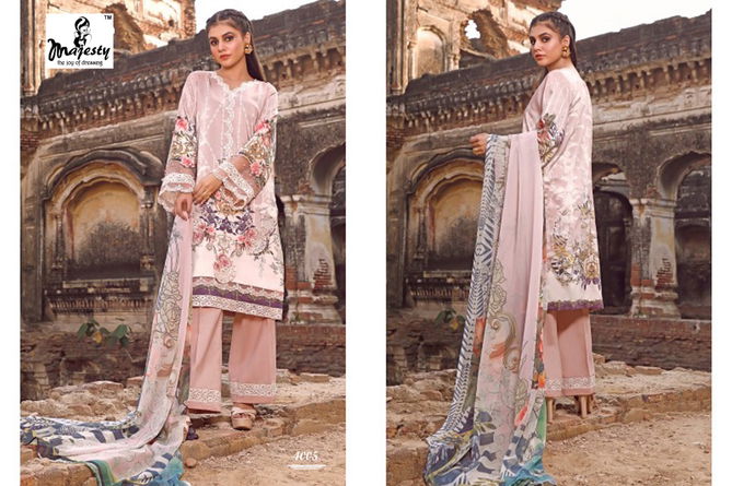 Majesty Firdous Vol 4 Latest Jam Silk Cotton Digital Printed With Patch Embroidery Pakistani Salwar Suit Collection
