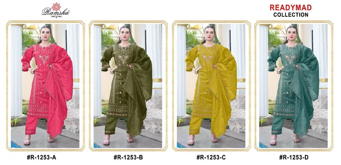 R 1253 Nx By Ramsha Gold Crush Readymade Suits Suppliers In India