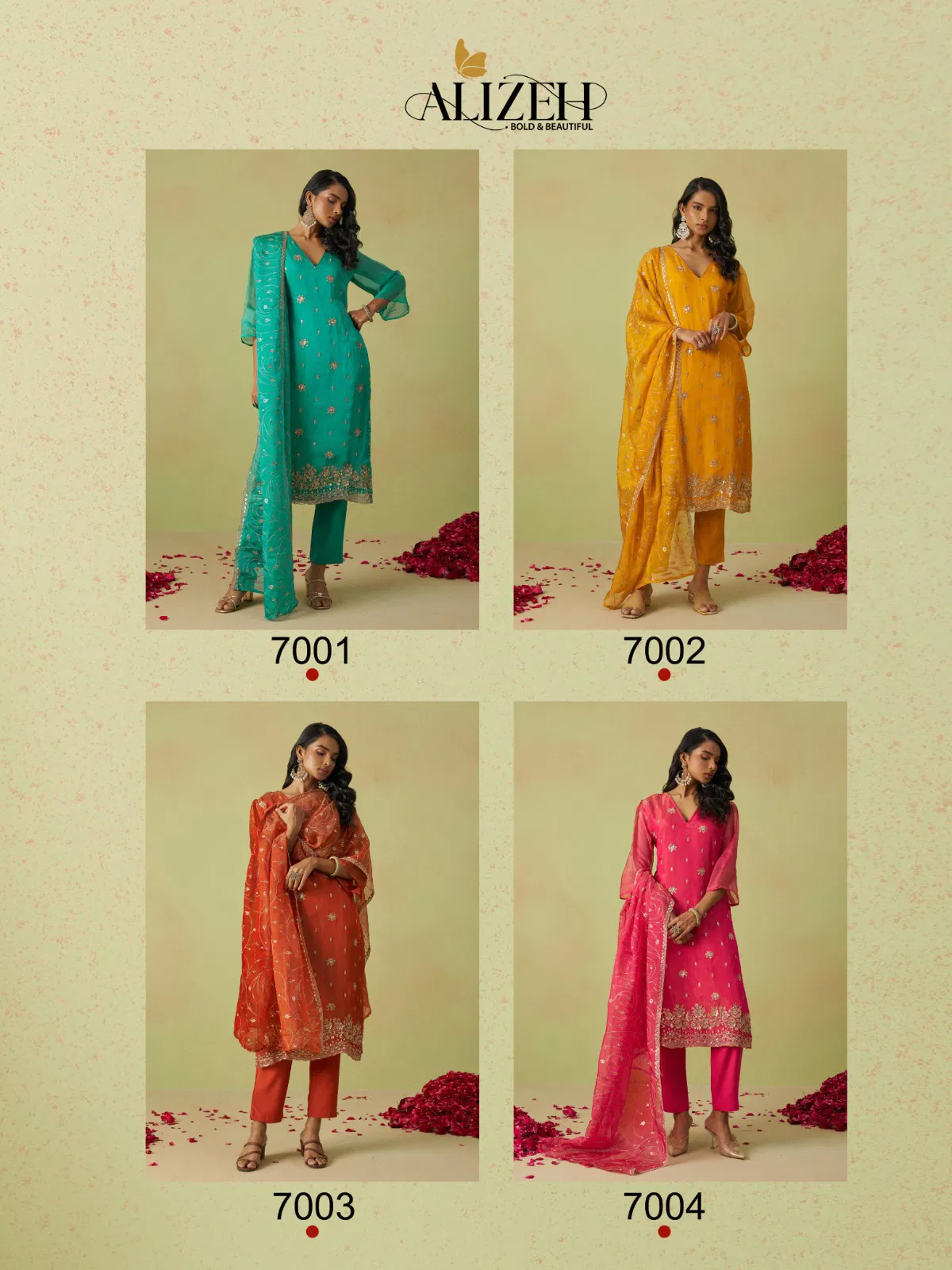 Gulaabo By Alizeh Shimmer Organza Designer Salwar Suits Exporters In India