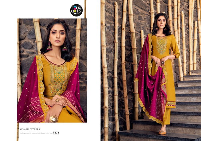 Fourdots Manjari 2 Fancy Festive Wear Silk With Cording Embroidery Work Designer Dress Material Collection
