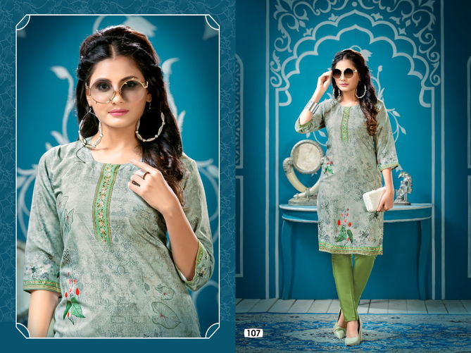 Ft Simran Latest Fancy Designer Ethnic Wear Crepe Printed Kurti With Bottom Collection
