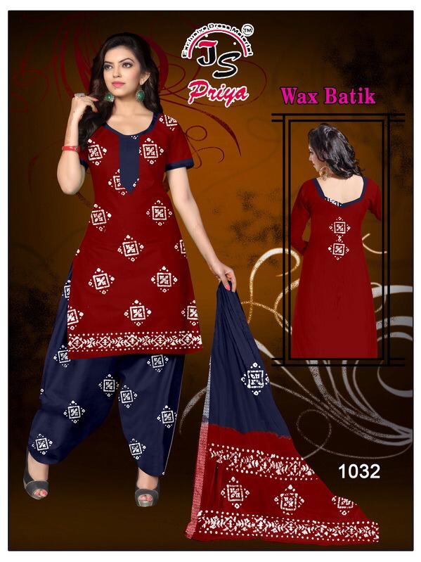 Js Priya Cotton Wax Batik Casual Wear Cotton Printed Dress Material Collection
