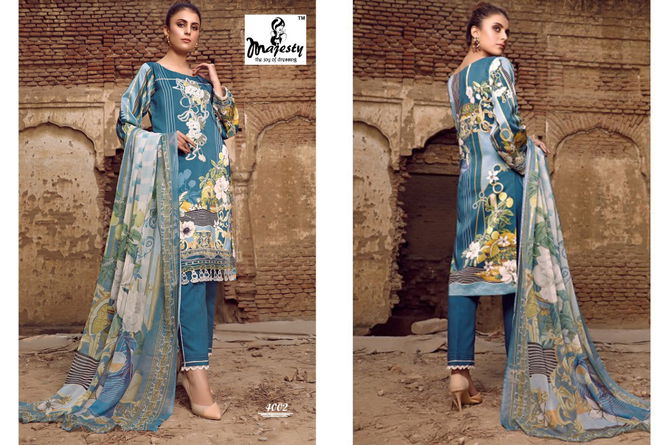 Majesty Firdous Vol 4 Latest Jam Silk Cotton Digital Printed With Patch Embroidery Pakistani Salwar Suit Collection
