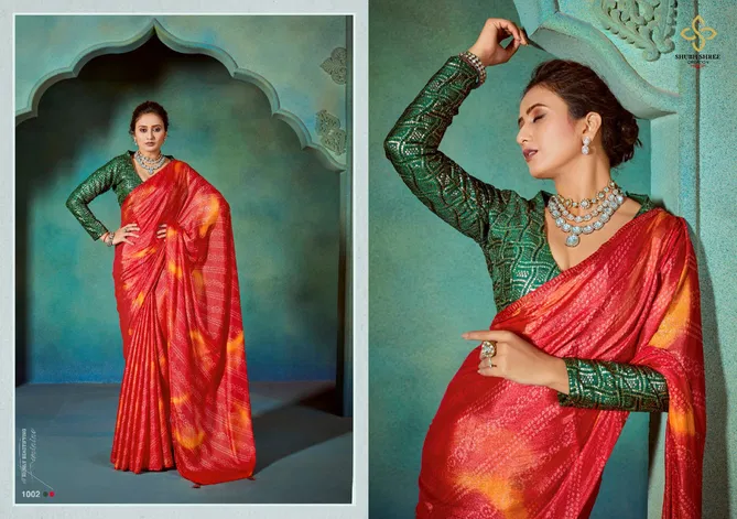 Glaze Bandhani By Shubh Shree Moss Chiffon Sarees Wholesalers In Delhi