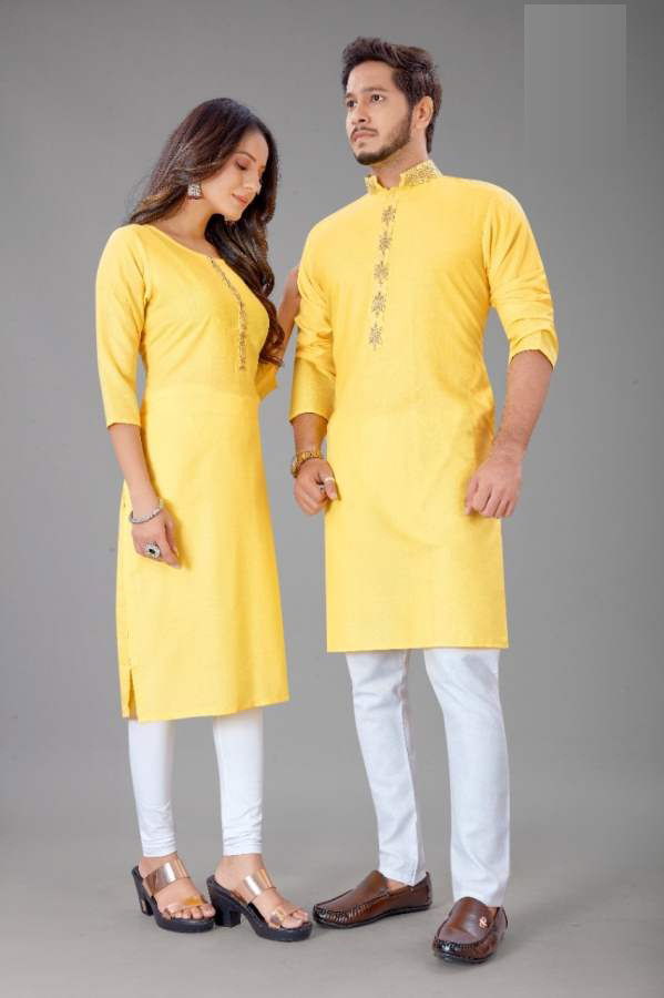 Sabella Couple Kurta 4 Designer Cotton Jacquard Couple Party Wear Kurta Collection
