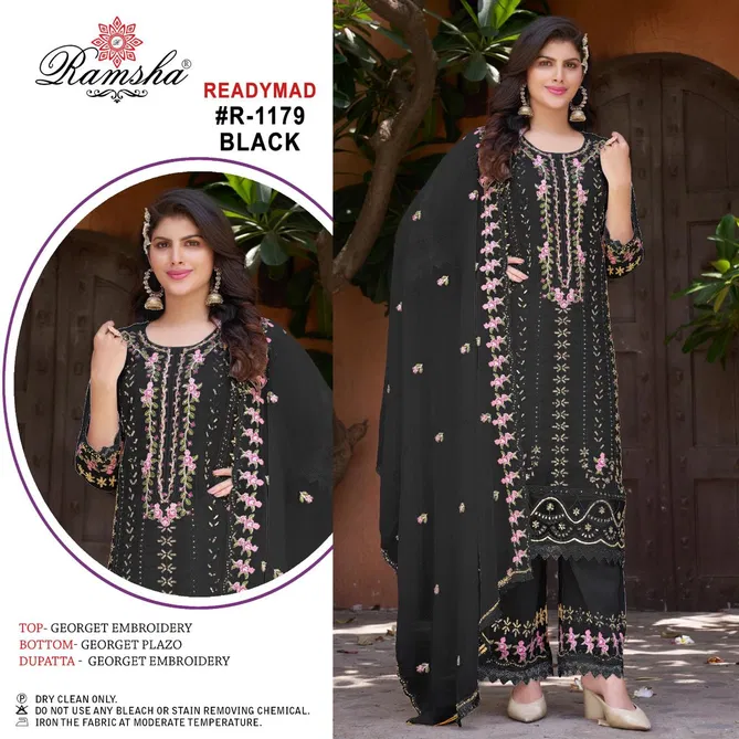 Ramsha R 1179 Cream And Black Georgette Readymade Suits Wholesale Price In Surat
