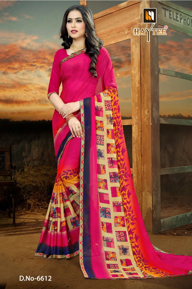 Haytee Fuzzy 20 Latest Rennial Printed With Border daily wear Saree Collection 