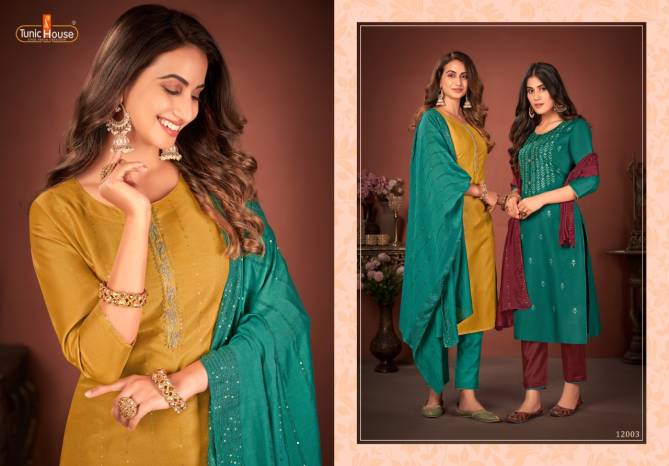 Tunic House Meraki Fancy Ethnic Wear Silk Ready Made Salwar Suit Collection